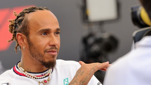 Mercedes' British driver Lewis Hamilton speaks to the press ahead of the Abu Dhabi Formula One Grand Prix at the Yas Marina Circuit in the Emirati city of Abu Dhabi on November 23, 2023. (Photo by Giuseppe CACACE / AFP)