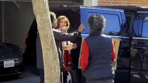 "Go back to China where your headquarters is" yells Nancy Pelosi at protestors outside her home. (X)