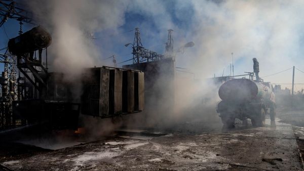 a blaze at a power station