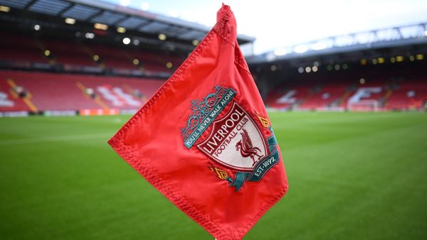 A corner flag is pictured ahead of the UEFA Europa League group E football match between Liverpool and Toulouse at Anfield in Liverpool, north west England on October 26, 2023. (Photo by Oli SCARFF / AFP)