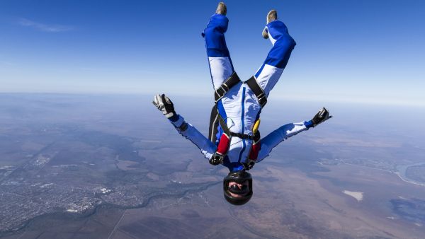 parachutist in free fall.