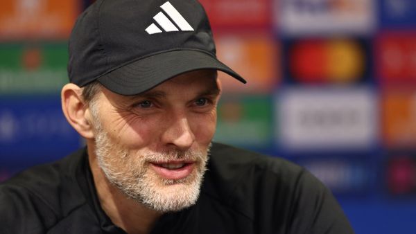 Bayern Munich's German head coach Thomas Tuchel attends a press conference at Old Trafford in Manchester, north-west England on December 11, 2023 ahead of their UEFA Champions League Group A football match against Manchester United. (Photo by Darren Staples / AFP)