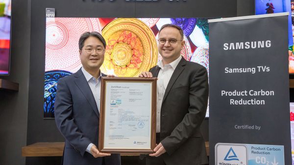 During the event. Samsung Electronics Earns ‘Product Carbon Reduction’ Certification for 2024 Neo QLED, OLED and Lifestyle TVs From TÜV Rheinland