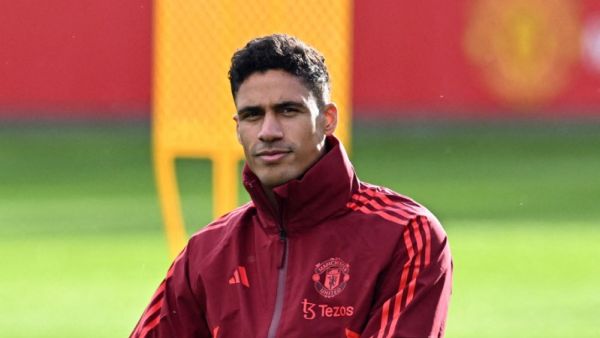 Manchester United's French defender #19 Raphael Varane attends a training session at the Carrington Training Complex in Manchester, north-west England on November 7, 2023 on the eve of their UEFA Champions League Group A football match away against FC Copenhagen. (Photo by Paul ELLIS / AFP)