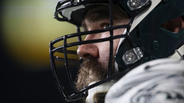Jason Kelce announces his retirement from the NFL in tear-packed press conference. (Photo by Steph Chambers / GETTY IMAGES NORTH AMERICA / Getty Images via AFP)
