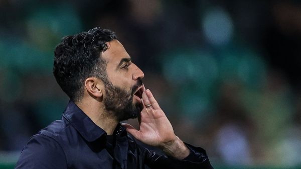 Sporting's Portuguese coach Ruben Amorim shouts from the touchline during the UEFA Europa League last 32 second leg football match between Sporting CP and BSC Young Boys at the Jose Alvalade stadium in Lisbon on February 22, 2024. (Photo by PATRICIA DE MELO MOREIRA / AFP)