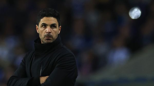 Arsenal's Spanish coach Mikel Arteta is pictured during the UEFA Champions League last 16 first leg football match between FC Porto and Arsenal FC at the Dragao stadium in Porto on February 21, 2024. (Photo by PATRICIA DE MELO MOREIRA / AFP)
