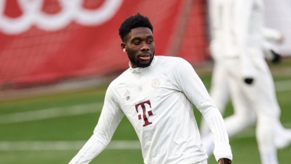 Bayern Munich's Canadian midfielder #19 Alphonso Davies attends a training session on the eve of the Last 16 Second Leg UEFA Champions League football match between FC Bayern Munich and Lazio in Munich, on March 4, 2024. (Photo by ALEXANDRA BEIER / AFP)
