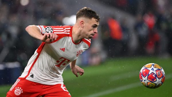 Bayern Munich's German midfielder #06 Joshua Kimmich controls the ball during the UEFA Champions League round of 16, second-leg football match between FC Bayern Munich and Lazio in Munich, southern Germany on March 5, 2024. (Photo by Kirill KUDRYAVTSEV / AFP)