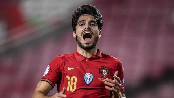 Portugal's forward Pedro Neto shouts during the international friendly football match between Portugal and Andorra at the Luz stadium in Lisbon on November 11, 2020. (Photo by Patricia DE MELO MOREIRA / AFP)