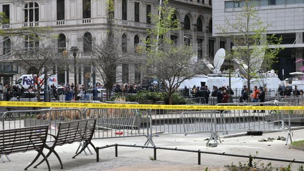 Video: Man sets himself on fire outside Trump trial in New York