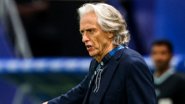 Hilal's Portuguese coach Jorge Jesus gestures during the Saudi Pro League football match between Al-Hilal and Al-Akhdoud at the Kingdom Arena stadium in Riyadh on April 2, 2024. (Photo by Fayez NURELDINE / AFP)