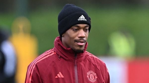 Manchester United's French striker #09 Anthony Martial takes part with teammates in a training session at the Carrington Training Complex in Manchester, north-west England on November 7, 2023 on the eve of their UEFA Champions League Group A football match away against FC Copenhagen. (Photo by Paul ELLIS / AFP)