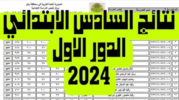 نتيجة السادس الابتدائي دور أول
