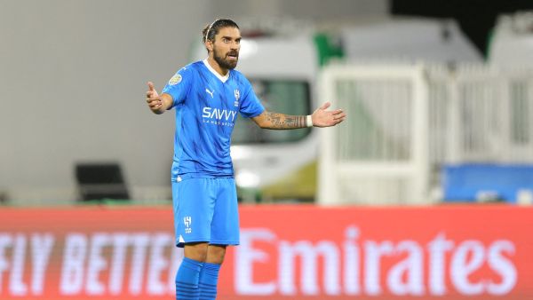 Hilal's Portuguese midfielder Ruben Neves reacts during the 2023 Arab Club Champions Cup group B football match between Libya's Al-Ahli Tripoli and Saudi Arabia's Al-Hilal at the Prince Sultan bin Abdul Aziz Stadium in Abha on July 27, 2023. (Photo by AFP)