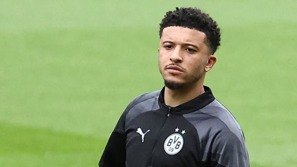 Dortmund's English midfielder #10 Jadon Sancho controls the ball during a training session at the Parc des Princes Stadium, in Paris, on the eve of the UEFA Champions League semi-final second leg football match between Paris Saint-Germain (PSG) and Borussia Dortmund, on May 6, 2024. (Photo by FRANCK FIFE / AFP)