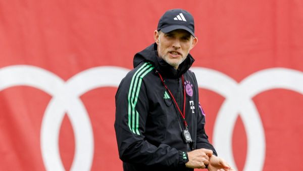 Bayern Munich's German head coach Thomas Tuchel arrives to attend a training session on the eve of the UEFA Champions League semi-final second leg football match against Real Madrid at the Saebener Strasse training ground in Munich, southern Germany, on May 7, 2024. (Photo by ALEXANDRA BEIER / AFP)
