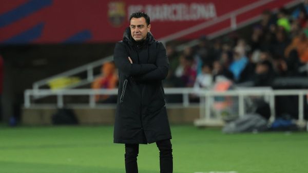 Barcelona's Spanish coach Xavi looks on during the Spanish league football match between FC Barcelona and Valencia CF at the Estadi Olimpic Lluis Companys in Barcelona on April 29, 2024. (Photo by LLUIS GENE / AFP)