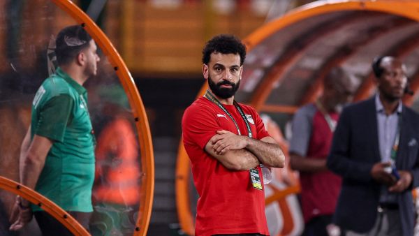 Egypt's forward #10 Mohamed Salah looks on ahead of the Africa Cup of Nations (CAN) 2024 group B football match between Cape Verde and Egypt at the Felix Houphouet-Boigny Stadium in Abidjan on January 22, 2024. (Photo by FRANCK FIFE / AFP)
