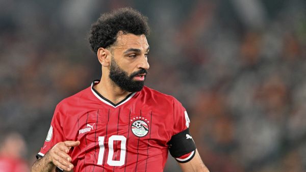 Egypt's forward #10 Mohamed Salah reacts during the Africa Cup of Nations (CAN) 2024 group B football match between Egypt and Ghana at the Felix Houphouet-Boigny Stadium in Abidjan on January 18, 2024. (Photo by Issouf SANOGO / AFP)
