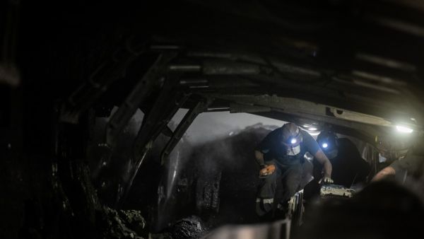 Miners work at a depth of over 1000 meters 