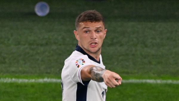 England's defender #12 Kieran Trippier gestures during the UEFA Euro 2024 semi-final football match between the Netherlands and England at the BVB Stadion in Dortmund on July 10, 2024. (Photo by Kirill KUDRYAVTSEV / AFP)