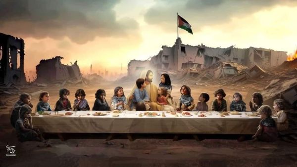  'The Last Supper' with Gazan children