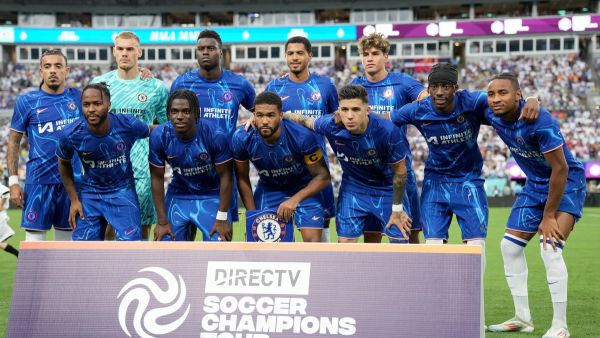 The Chelsea Starting XI pose for a photo during a pre-season friendly match against Real Madrid at Bank of America Stadium on August 06, 2024 in Charlotte, North Carolina. Grant Halverson/Getty Images/AFP (Photo by GRANT HALVERSON / GETTY IMAGES NORTH AMERICA / Getty Images via AFP)
