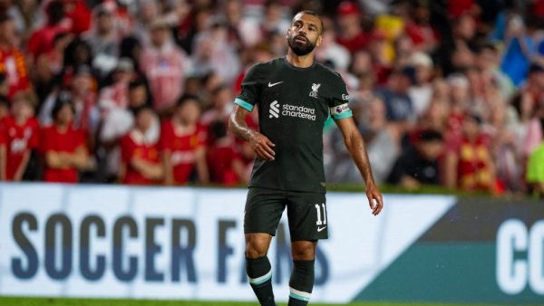 Mohamed Salah #11 of Liverpool looks on in the second half during their pre-season friendly match against Manchester United at Williams-Brice Stadium on August 03, 2024 in Columbia, South Carolina. Jacob Kupferman/Getty Images/AFP (Photo by Jacob Kupferman / GETTY IMAGES NORTH AMERICA / Getty Images via AFP)