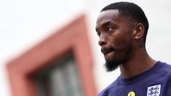 England's forward #17 Ivan Toney leaves after a press conference at the team's base camp, the Weimarer Land golf resort, near Blankenhain, on July 3, 2024, during the UEFA Euro 2024 football championship. (Photo by Adrian DENNIS / AFP)