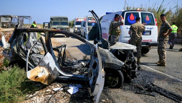 car that was hit by an Israeli strike