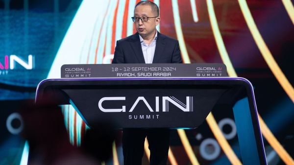 Bruno Zhang, CTO of Huawei Cloud. Huawei Cloud demonstrating AI for Industries Strategy to Solve Real-world problems during Global AI Summit in Riyadh