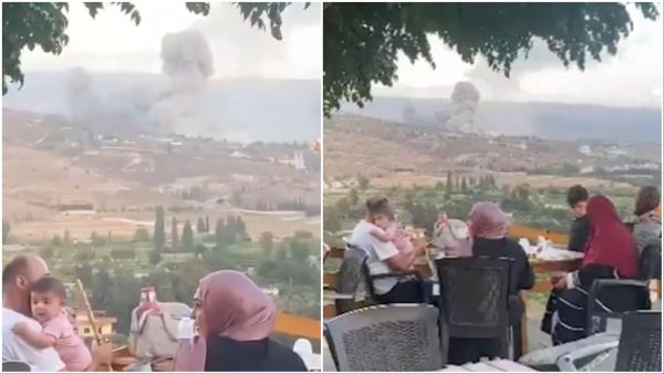 Lebanese enjoy their food and chilling time despite Israeli airstrikes. (Social media/ screenshots)  Israeli bombing