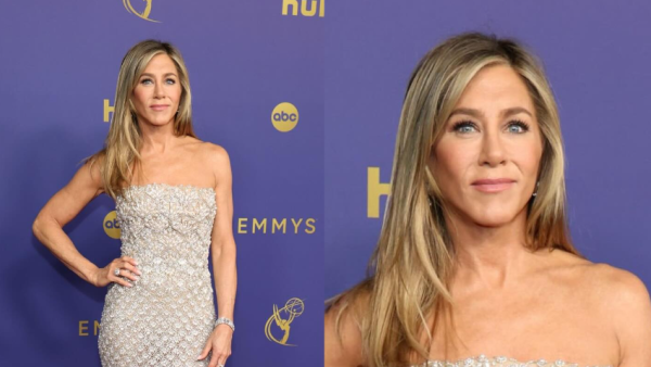 Emmys 2024....جينيفر أنيستون تتألق بفستان متلألئ من أوسكار دو لارينتا