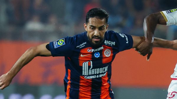 Montpellier's Jordanian forward #09 Mousa Al-Tamari during the French L1 football match between Montpellier Herault SC and AS Monaco at Stade de la Mosson in Montpellier, southern France, on May 12, 2024. (Photo by Pascal GUYOT / AFP)