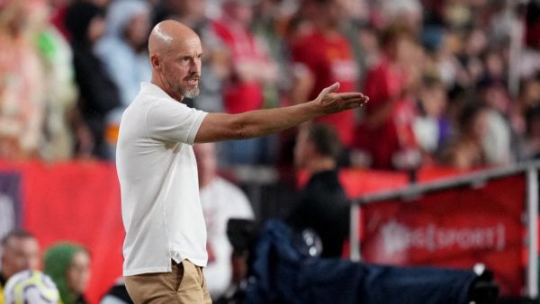 Head coach Erik ten Hag pf Manchester United watches his team play against Liverpool during a pre-season friendly match at Williams-Brice Stadium on August 03, 2024 in Columbia, South Carolina. Grant Halverson/Getty Images/AFP (Photo by GRANT HALVERSON / GETTY IMAGES NORTH AMERICA / Getty Images via AFP)