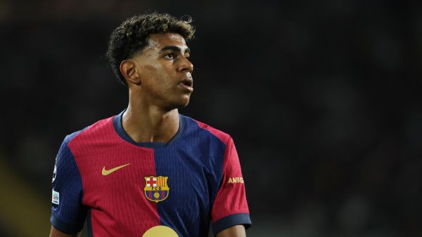 Barcelona's Spanish forward #19 Lamine Yamal is pictured during the UEFA Champions League, league phase day 2 football match between FC Barcelona and Young Boys at the Estadi Olimpic Lluis Companys in Barcelona on October 1, 2024. (Photo by LLUIS GENE / AFP)