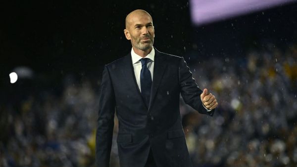 Former French football player Zinedine Zidane arrives on stage during the opening ceremony of the Paris 2024 Olympic Games in Paris on July 26, 2024. (Photo by Loic VENANCE / POOL / AFP)