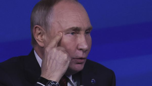 Russia's President Vladimir Putin answers a question during the Valdai Discussion Club meeting in Sochi on November 7, 2024. (Photo by MAXIM SHIPENKOV / POOL / AFP) Russian President Vladimir Putin order use of Satan II