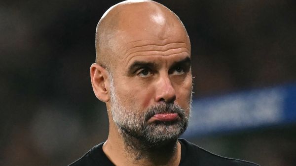 Manchester City's Spanish manager Pep Guardiola reacts on the touchline during the UEFA Champions League, league phase day 4 football match between Sporting Lisbon and Manchester City at the Jose Alvalade stadium in Lisbon on November 5, 2024. (Photo by PATRICIA DE MELO MOREIRA / AFP)