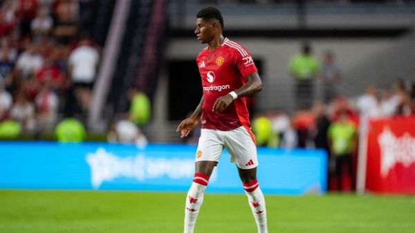 Marcus Rashford #10 of Manchester United plays against Liverpool during their pre-season friendly match at Williams-Brice Stadium on August 03, 2024 in Columbia, South Carolina. Jacob Kupferman/Getty Images/AFP (Photo by Jacob Kupferman / GETTY IMAGES NORTH AMERICA / Getty Images via AFP)