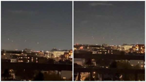 Four lights spotted exactly over Capitol sparking UFO speculations. (Reddit/video screenshot) UFO speculations, Four lights