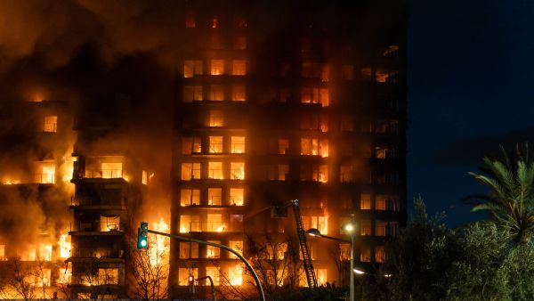  large fire in a residential building