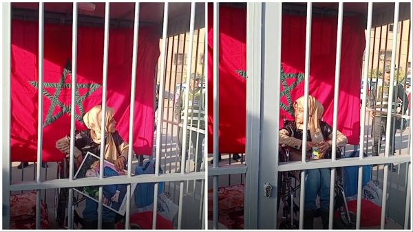 Man places his disabled sister in a cage to protests authorities in Morocco. (Facebook) disabled sister
