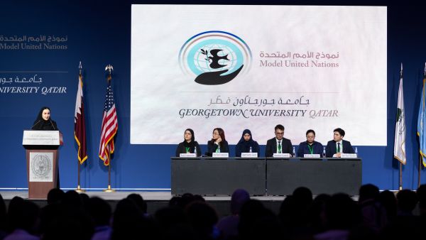 During the event. GU-Q MUN Celebrates Two Decades of Diplomacy with 1,300 Participants from 14 Countries
