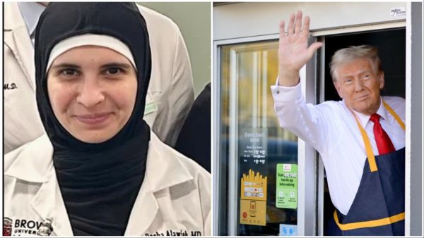 (L) Lebanese citizen Rasha Alawieh. (X) // (R) US President Donald Trump. (White House) Lebanese citizen Rasha Alawieh