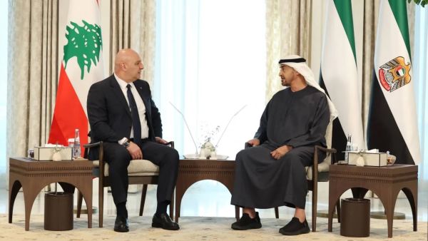 الرئيس الإماراتي يستقبل نظيره اللبناني