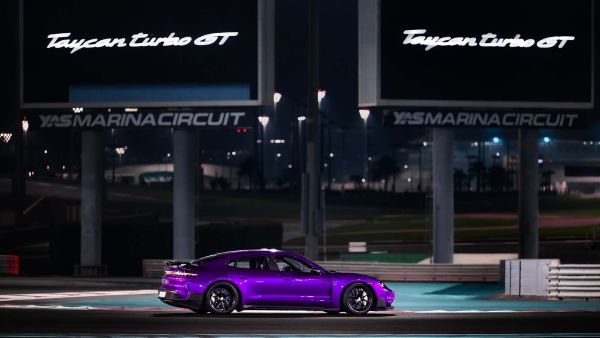 Porsche Taycan Turbo GT sets official production EV lap record at Yas Marina Circuit
