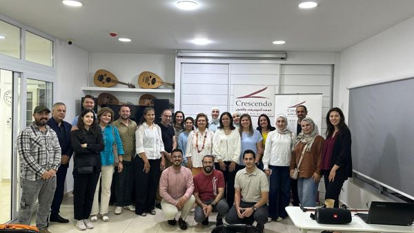 Dr. Ghizlane Bendriss (center) during her visit to Crescendo Music & Art Academy