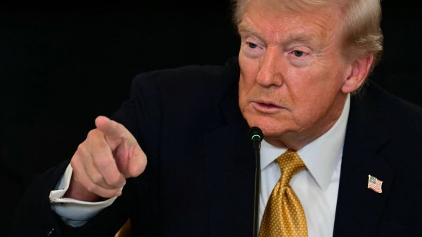 US President Donald Trump speaks during a law enforcement roundtable in the State Dining Room of the White House on October 23, 2025 in Washington, DC. (Photo by Jim WATSON / AFP) US President Donald Trump speaks during a law enforcement